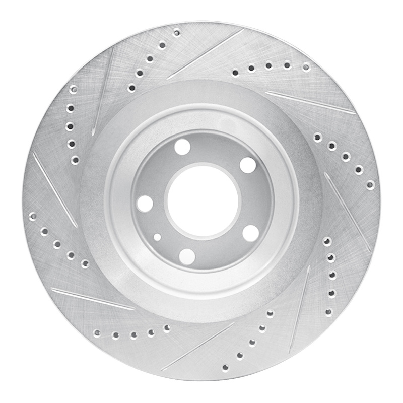 Audi A6 Brake Rotor (1) - Rear Right - R1 Concepts - Drilled & Slotted - Silver - `05-`11